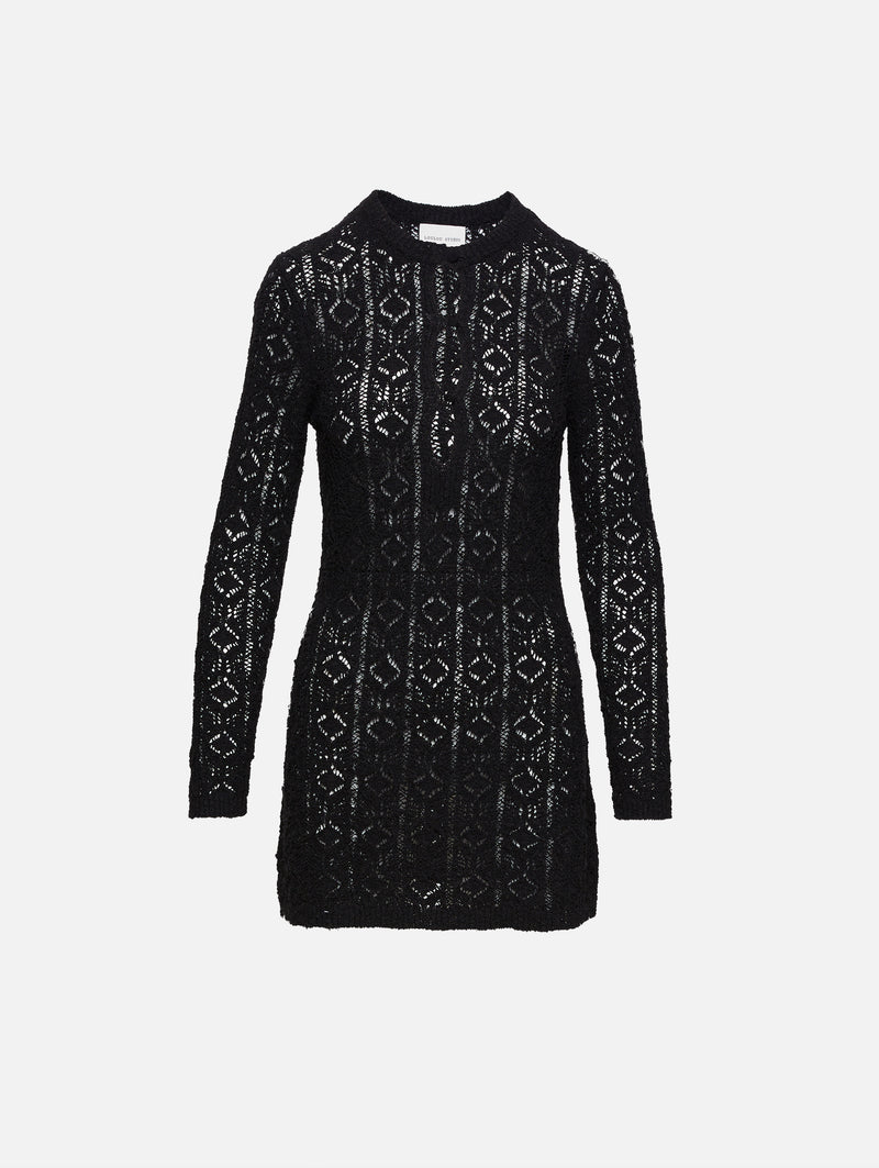 black stitching lace dress Black Le Stretch Lace Long Sleeve Dress