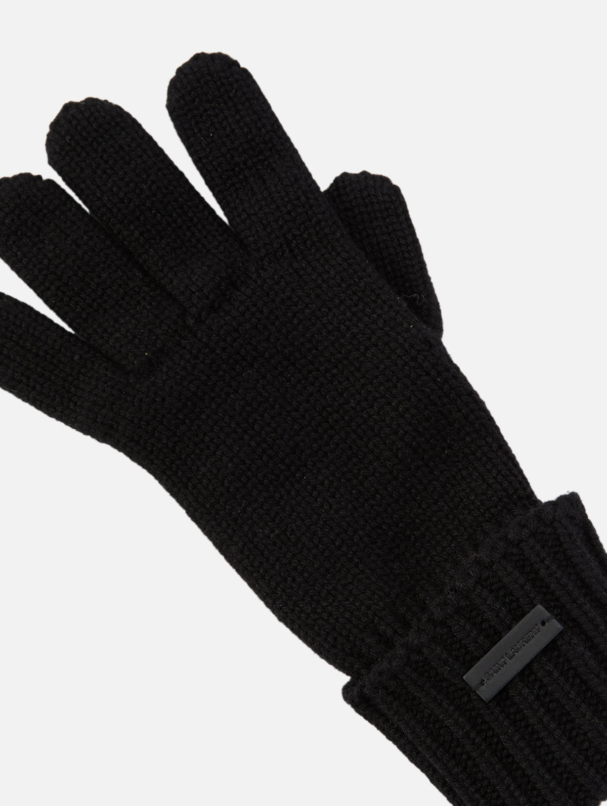 Cashmere Glove,SAINT LAURENT,BLACK,Image 2