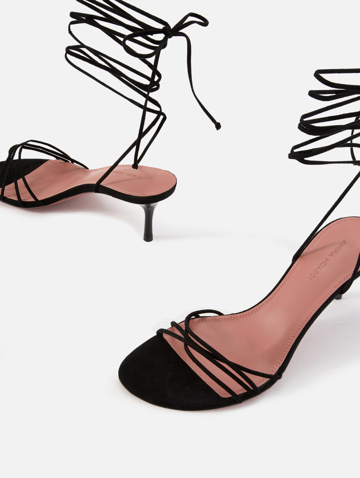 Lori Lace Up Heel 60mm,AMINA MUADDI,BLACK/MATTE BLACK,Image 2