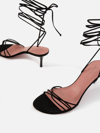 Lori Lace Up Heel 60mm,AMINA MUADDI,BLACK/MATTE BLACK,Image 2