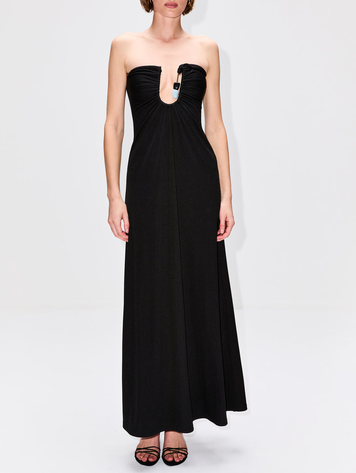 Helix Crystal Ribbed Strapless Dress,CHRISTOPHER ESBER,BLACK,Image 2