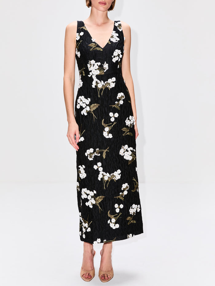 Sleeveless Midi Cocktail Dress,ERDEM,BLACK,Image 1