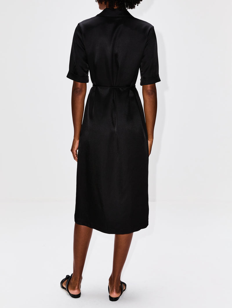 SABLYN | Women's | Tatum Camp Collar Midi Dress | Black Dress COCKTAIL