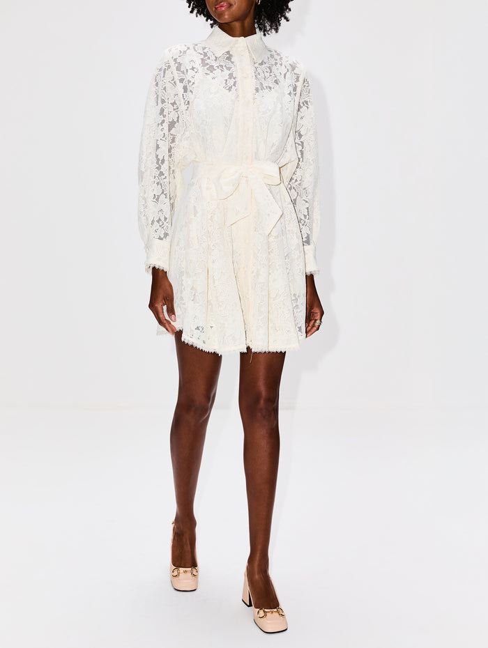 Dawning Tuck Mini Dress,ZIMMERMANN,CREAM,Image 1