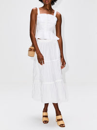 Tiered Skirt,LA LIGNE,IVORY,Image 2