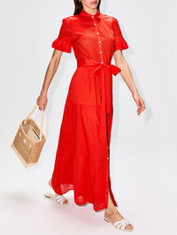 Martine Dress,BIRDS OF PARADIS BY TROVATA,TOMATO,Image 3