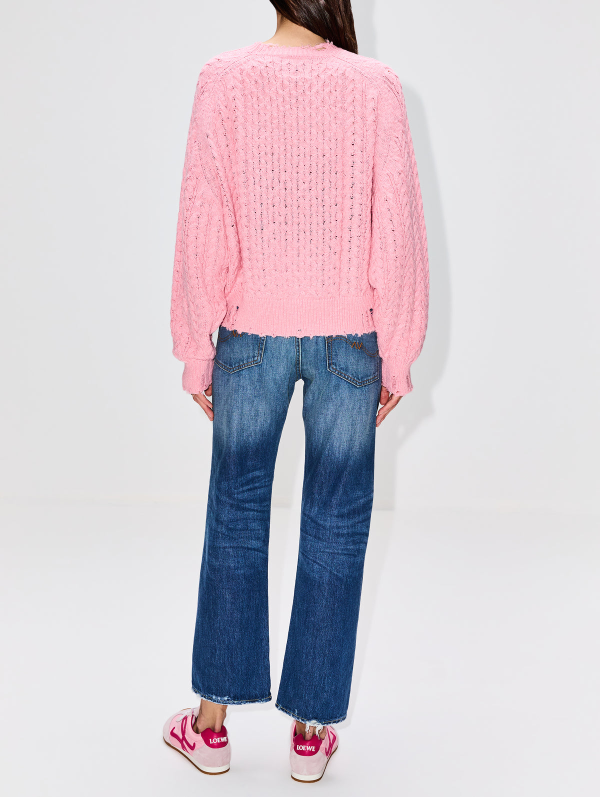 Aran Oversized Sweater,DENIMIST,PINK,Image 3