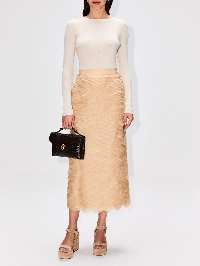 Fishscale Sylkie Skirt,TWP,KHAKI,Image 1