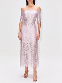 Off The Shoulder Lace Top,RABANNE,POWDER PINK,Image 2