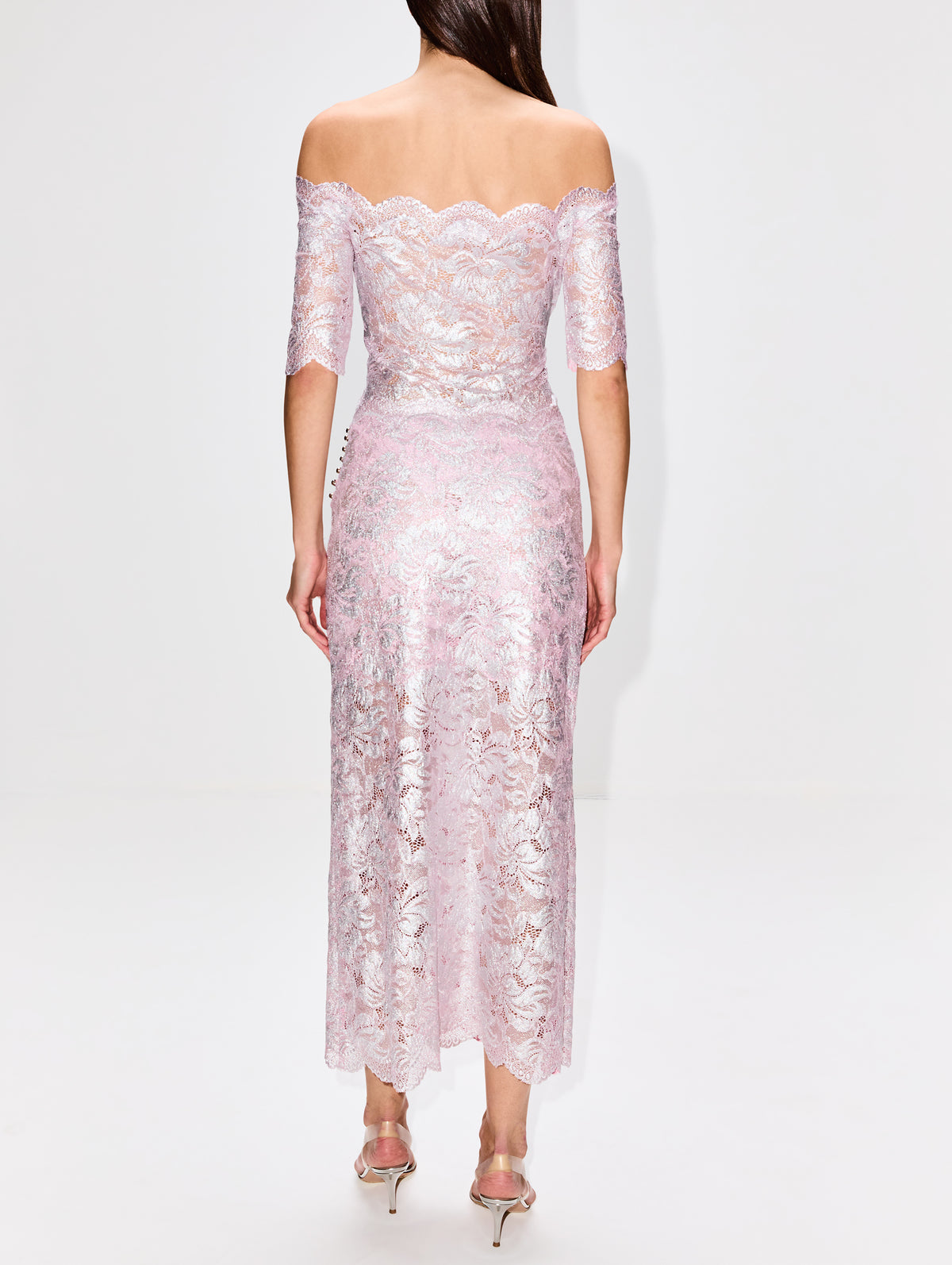 Off The Shoulder Lace Top,RABANNE,POWDER PINK,Image 3