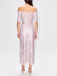 Off The Shoulder Lace Top,RABANNE,POWDER PINK,Image 3