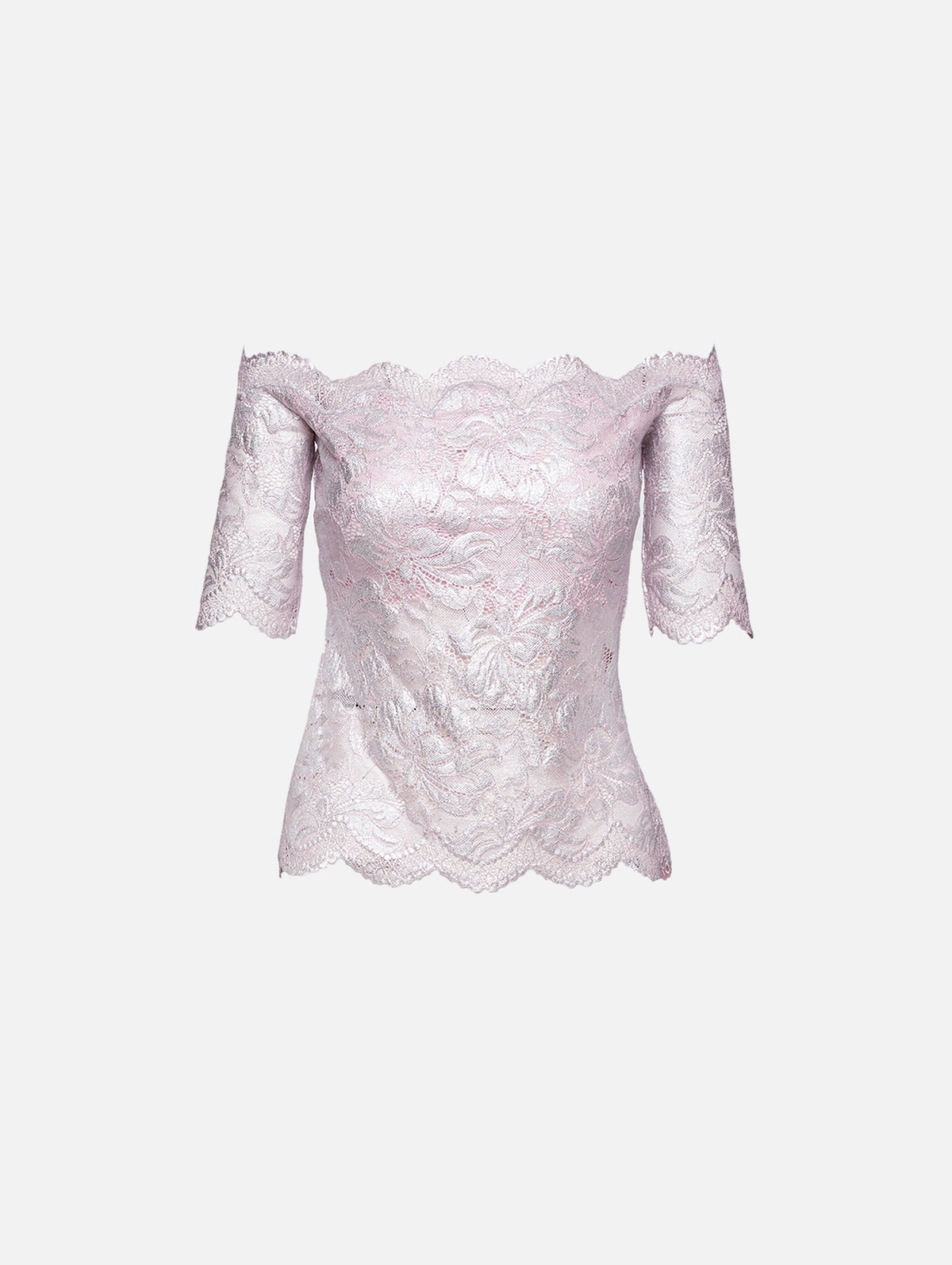 Off The Shoulder Lace Top,RABANNE,POWDER PINK,Image 1