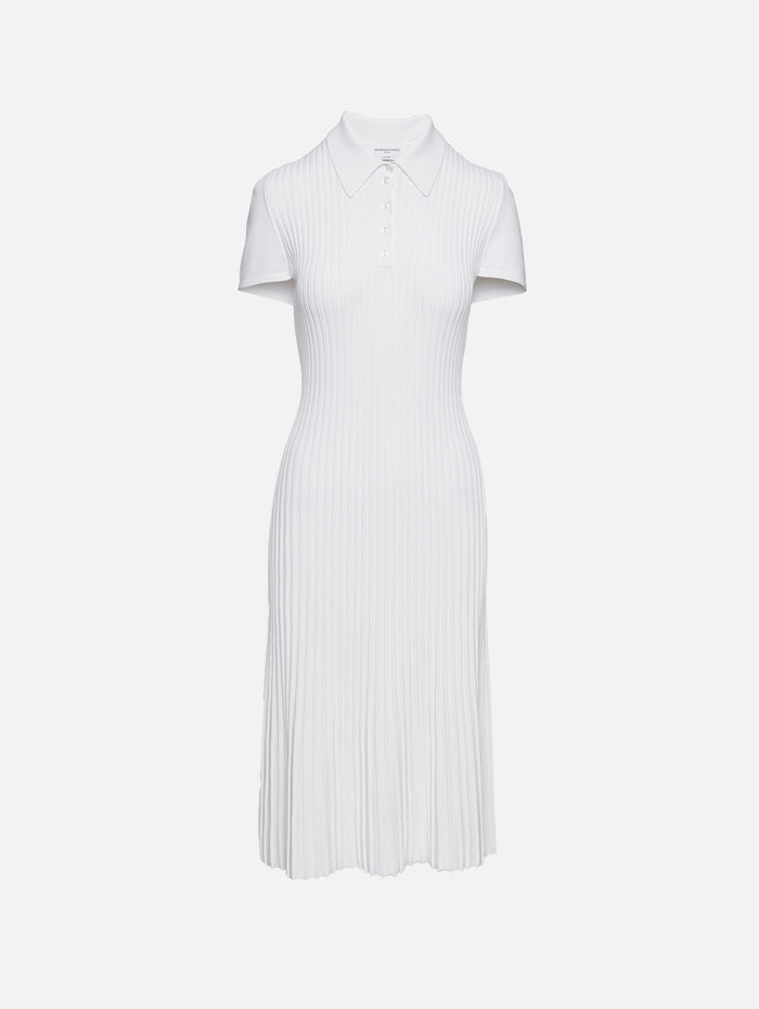 Pleated Polo Mini Dress,BRANDON MAXWELL,WHITE,Image 1
