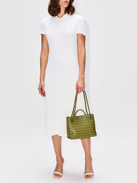 Pleated Polo Mini Dress,BRANDON MAXWELL,WHITE,Image 2