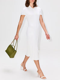 Pleated Polo Mini Dress,BRANDON MAXWELL,WHITE,Image 3