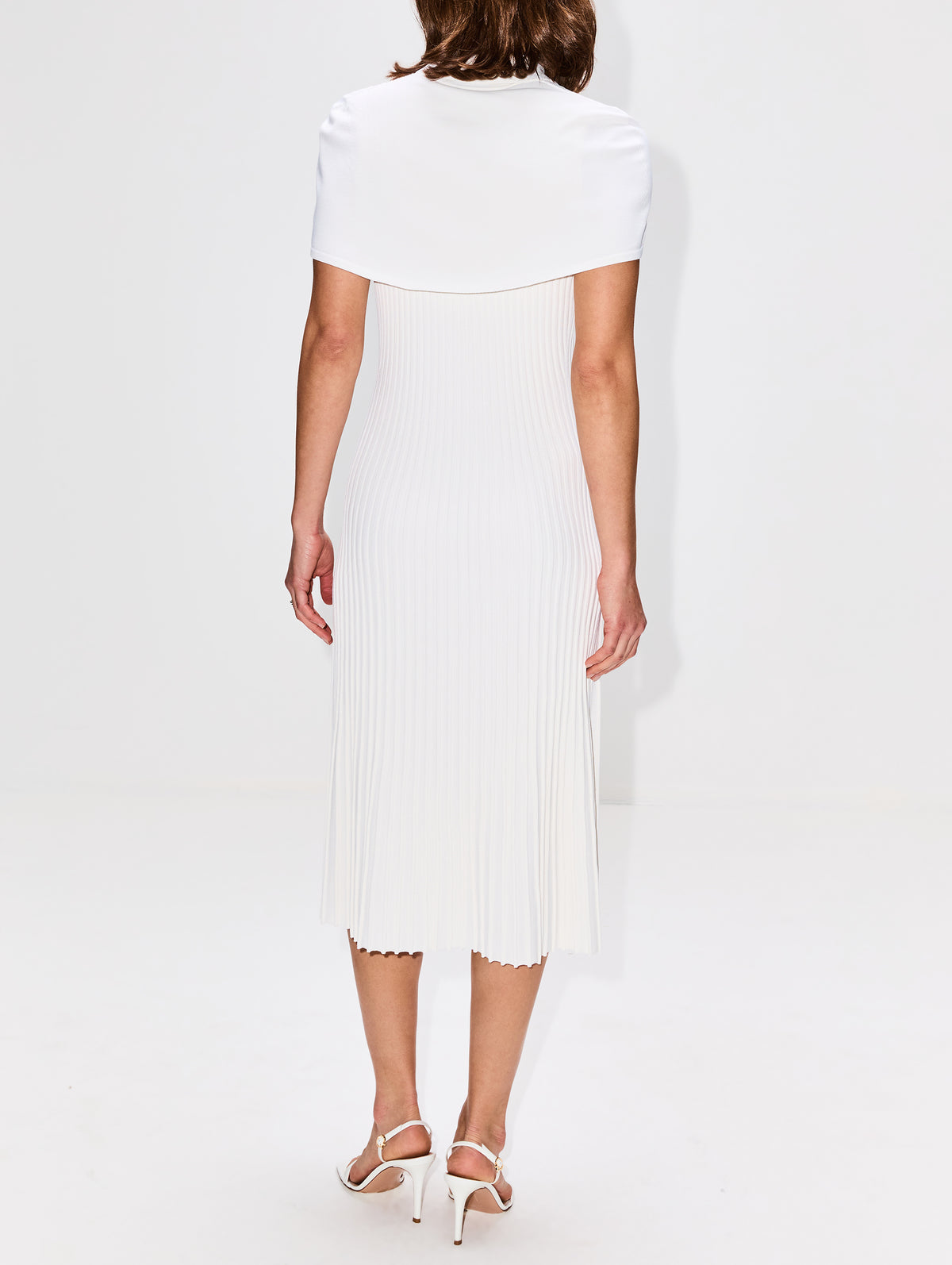 Pleated Polo Mini Dress,BRANDON MAXWELL,WHITE,Image 4