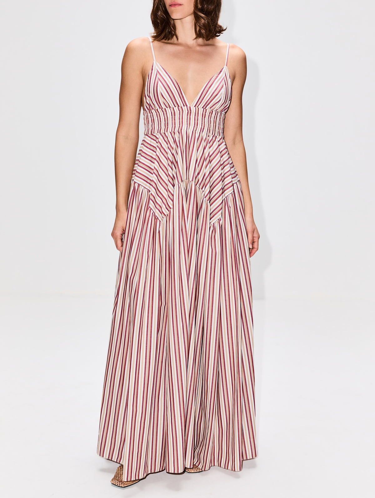 Gathered Peplum Camisole Dress,ROSETTA GETTY,MULTI,Image 2