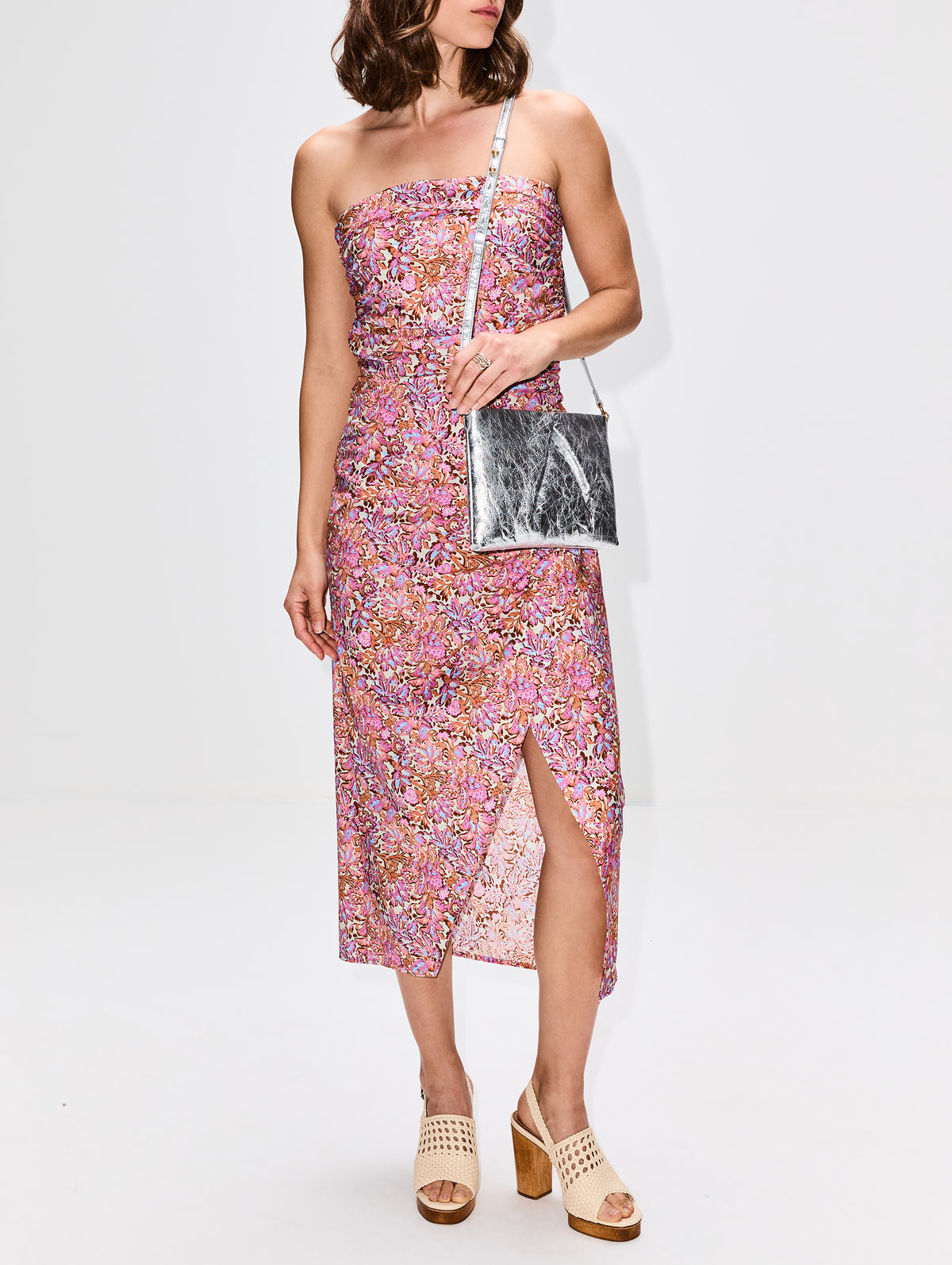 vanessa bruno pink dress Scoop Neck Long Dress
