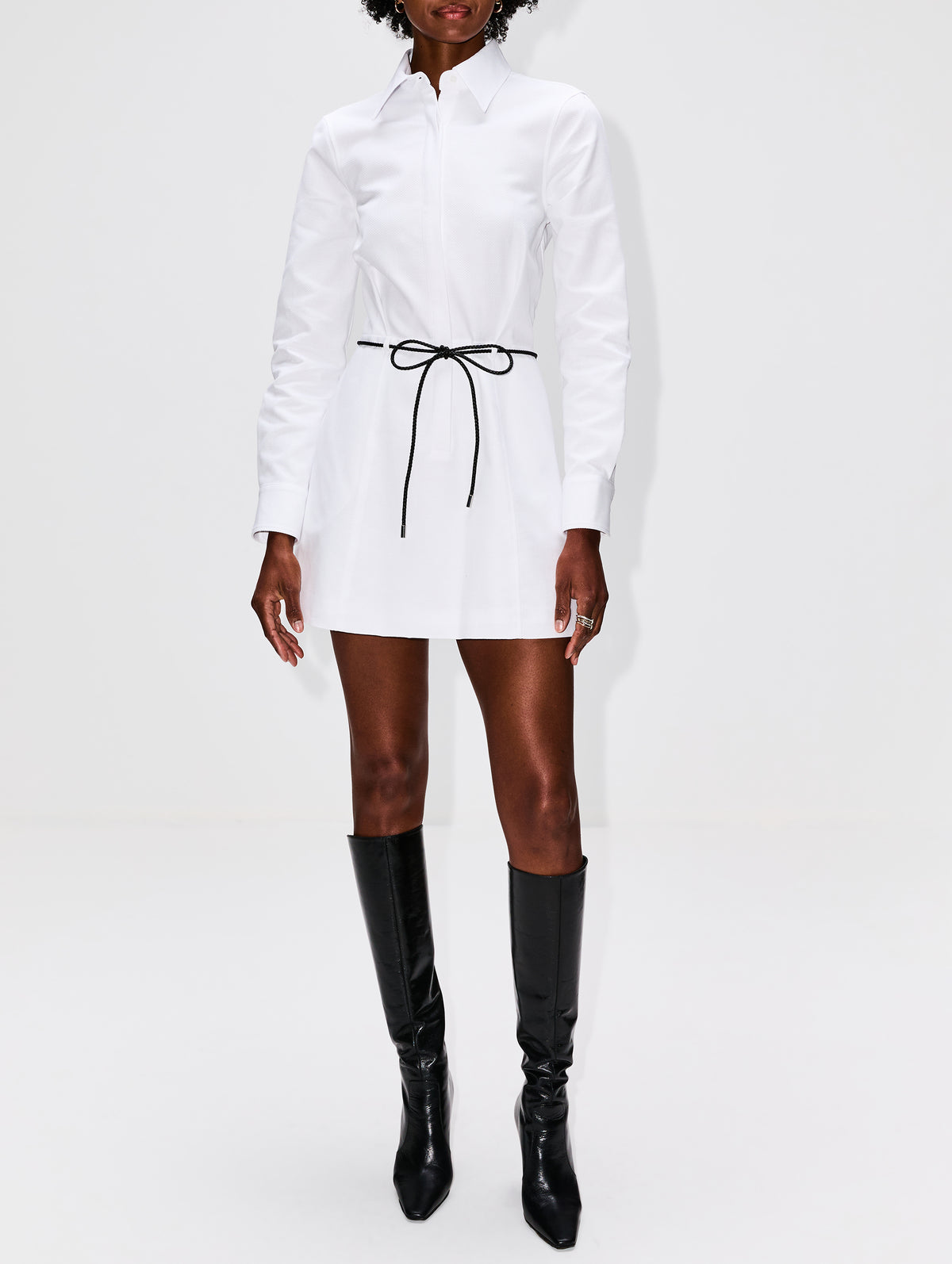Collared Shirt Dress,BRANDON MAXWELL,WHITE,Image 2