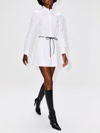 Collared Shirt Dress,BRANDON MAXWELL,WHITE,Image 3