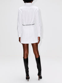 Collared Shirt Dress,BRANDON MAXWELL,WHITE,Image 4