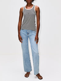 Striped Tank Top,SAINT LAURENT,BLACK/NATURAL,Image 2