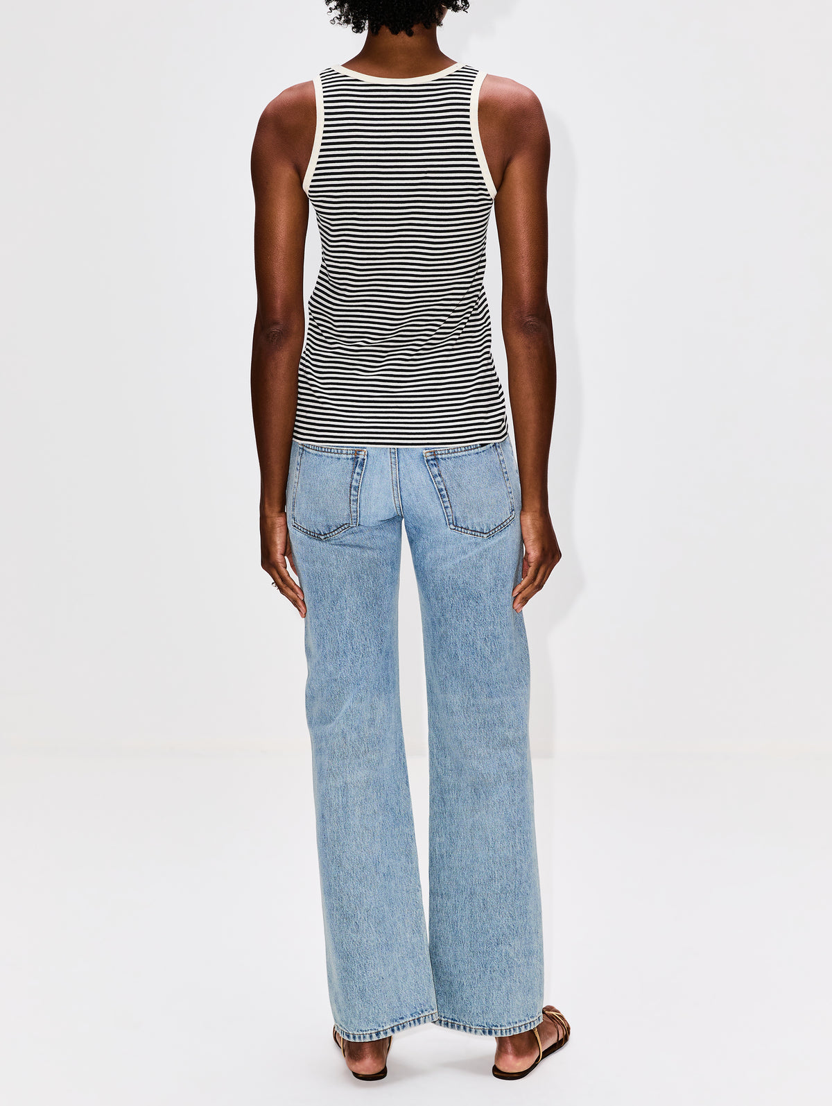 Striped Tank Top,SAINT LAURENT,BLACK/NATURAL,Image 3