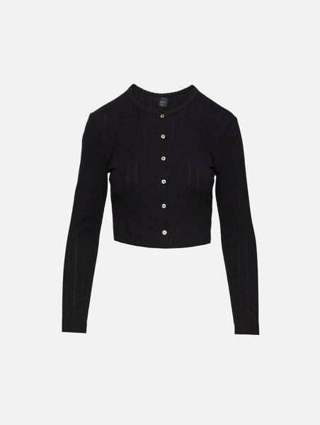 Pointelle Crop Cardigan | LESET | elysewalker