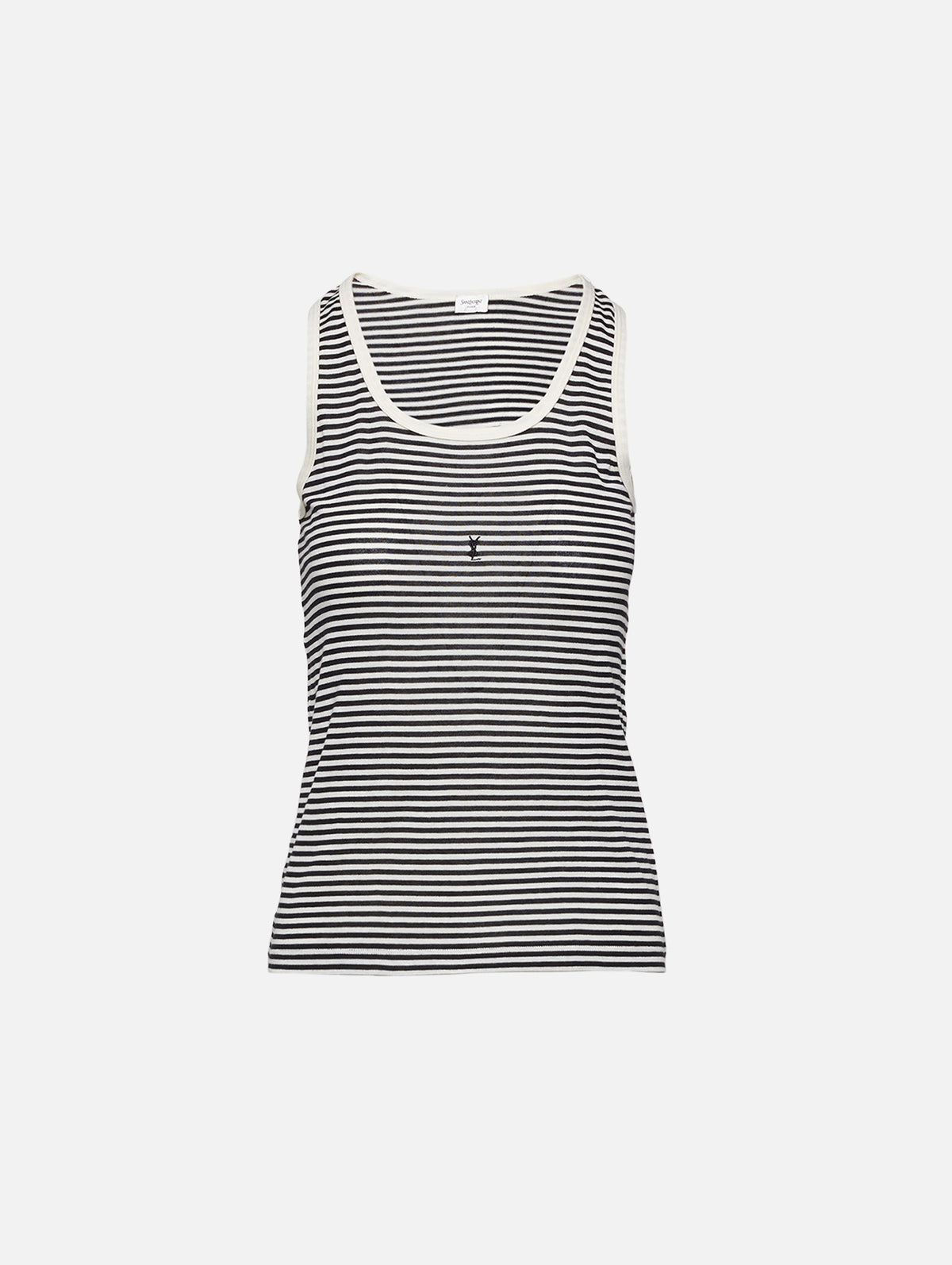 Striped Tank Top,SAINT LAURENT,BLACK/NATURAL,Image 1