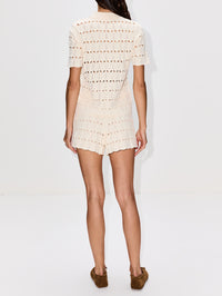 Rhiannon Pointelle Polo Shirt,ZIMMERMANN,CREAM,Image 3