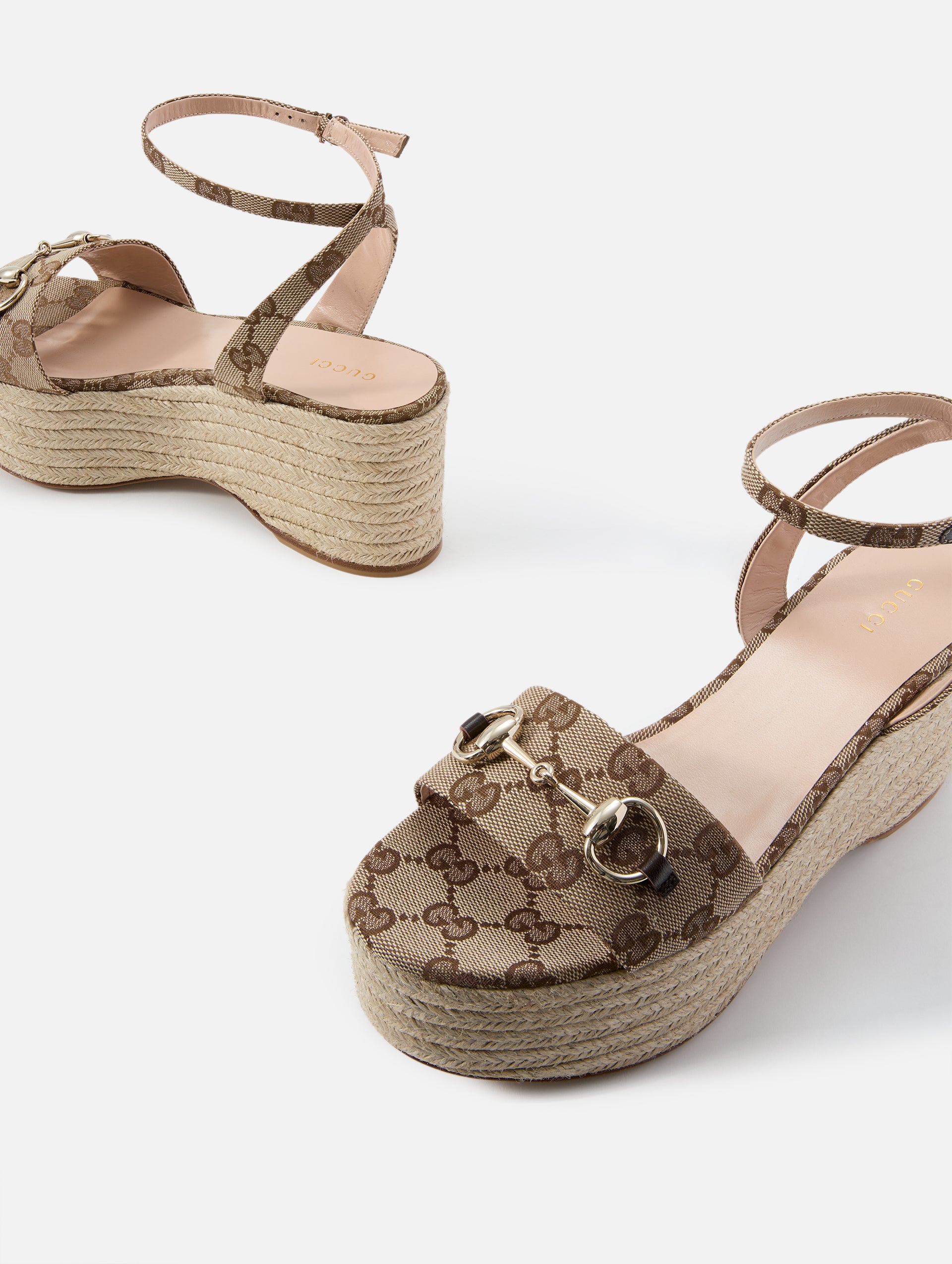 ヴェル ゴールド55cm Lady Horsebit Espadrille Wedge | GUCCI | elysewalker