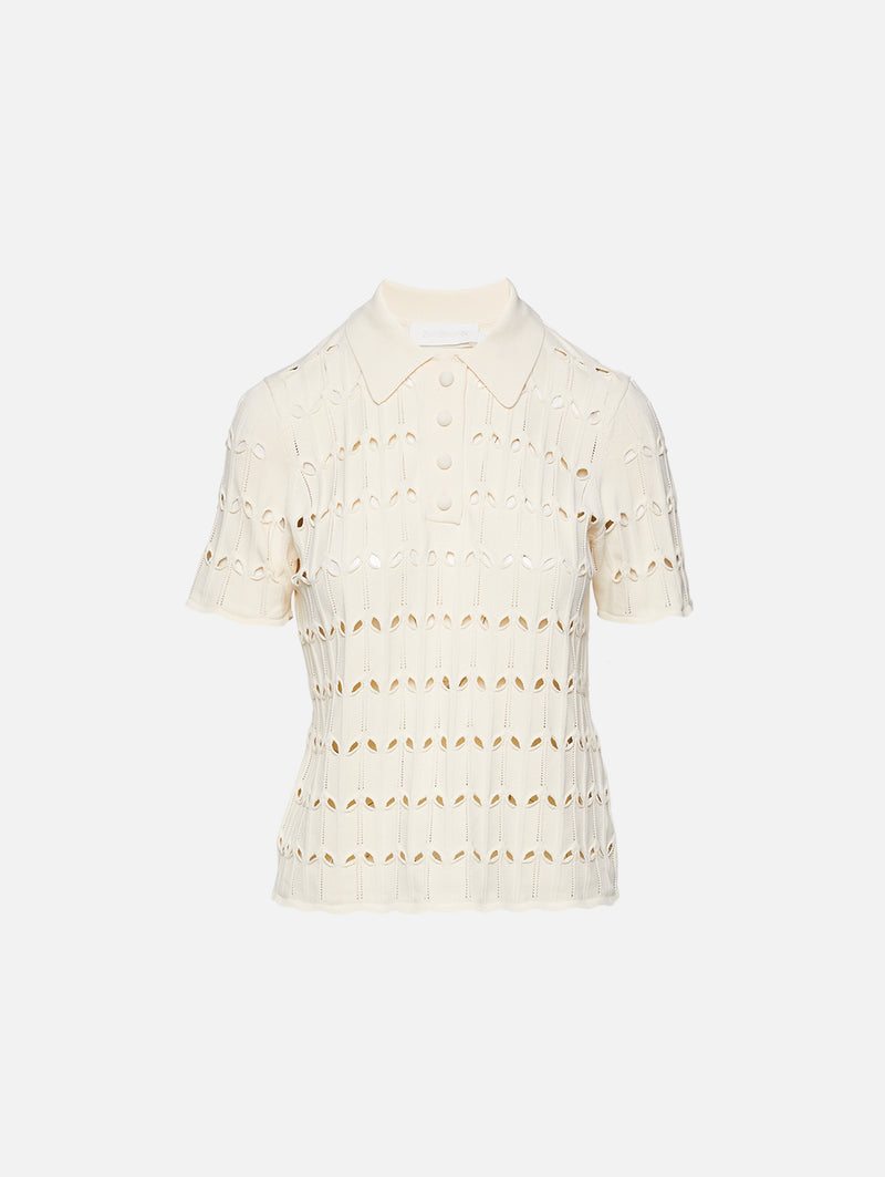 Rhiannon Pointelle Polo Shirt