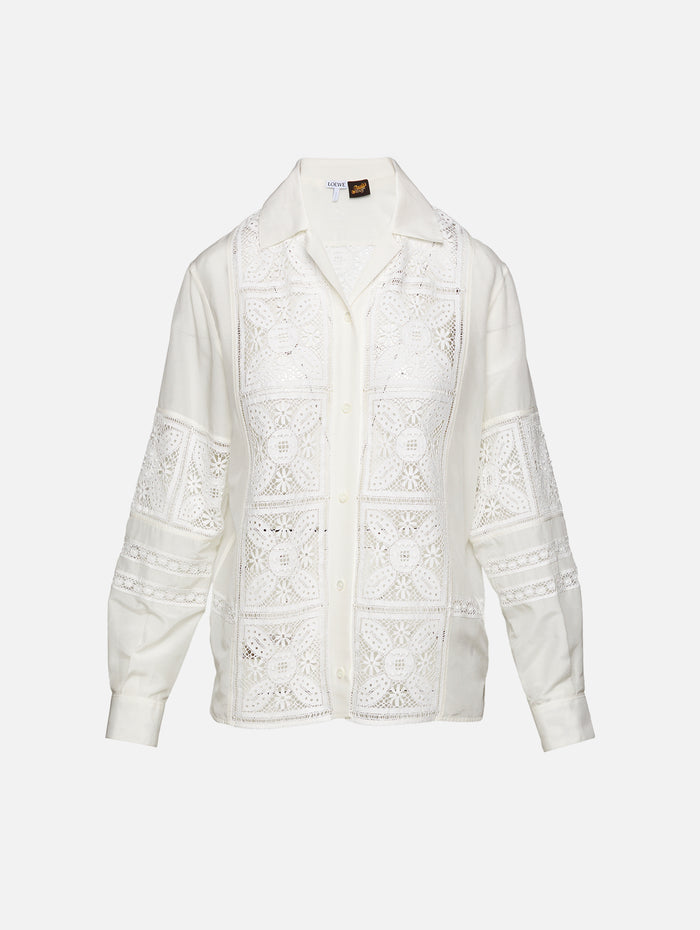 Lace Cotton Shirt,LOEWE,WHITE,Image 1