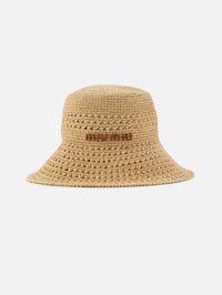 Crochet Wide Brim Hat,MIU MIU,NATURAL,Image 1