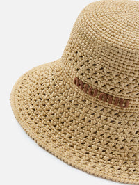 Crochet Wide Brim Hat,MIU MIU,NATURAL,Image 2