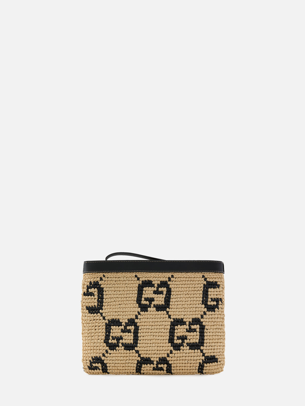GG Raffia Pouch,GUCCI,NATURAL/BLACK,Image 2