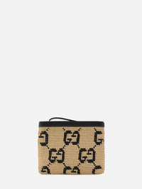 GG Raffia Pouch,GUCCI,NATURAL/BLACK,Image 2
