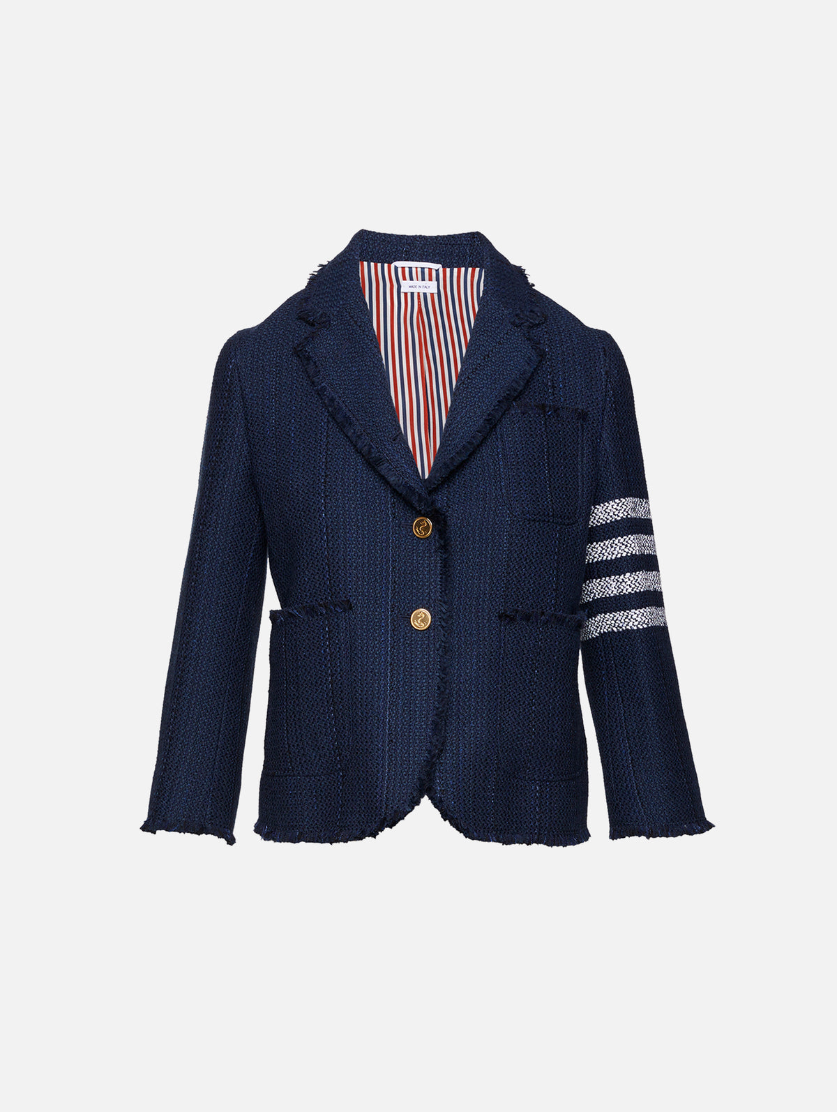 Cropped Sack Jacket,THOM BROWNE,NAVY,Image 1