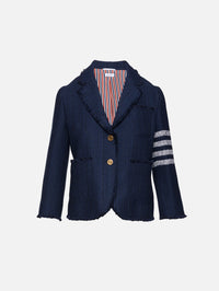 Cropped Sack Jacket,THOM BROWNE,NAVY,Image 1