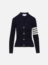 Milano Classic V Neck Cardigan,THOM BROWNE,NAVY,Image 1
