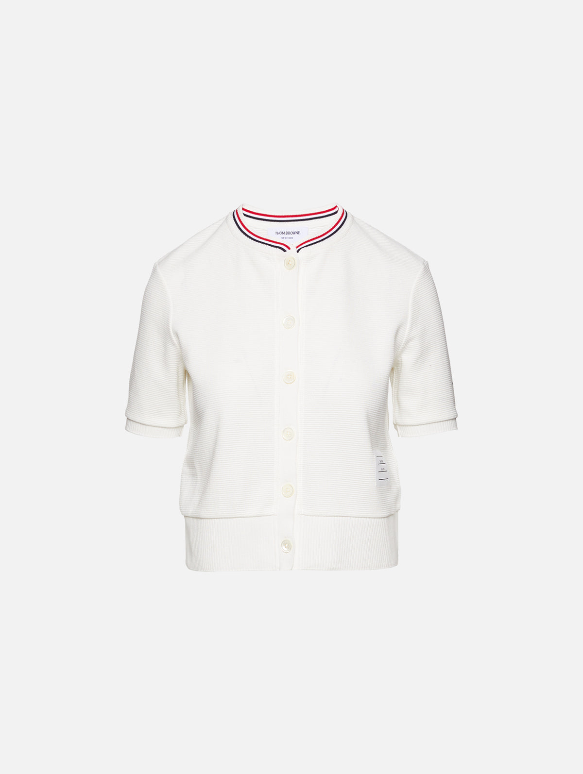 Short Sleeve Crewneck Cardigan THOM BROWNE elysewalker