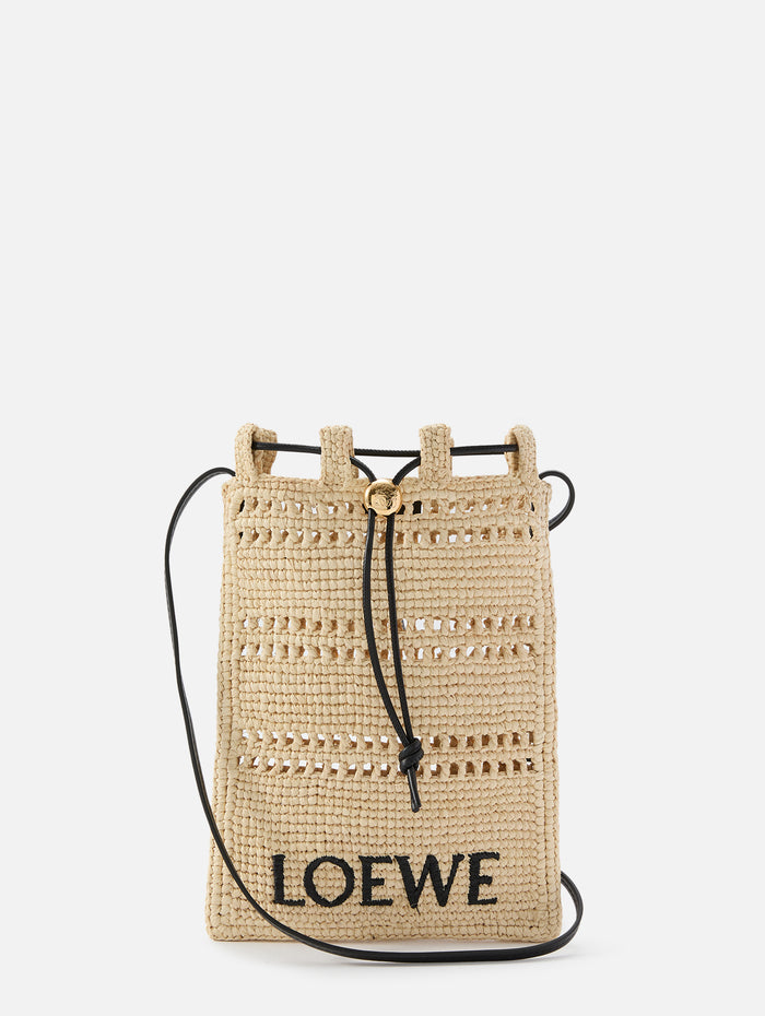 Drawstring Pocket Bag,LOEWE,NATURAL/BLACK,Image 1