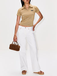Printed Polo Shirt,MIU MIU,CREMA,Image 2