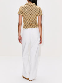 Printed Polo Shirt,MIU MIU,CREMA,Image 3