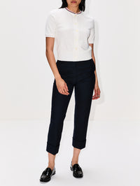 Short Sleeve Crewneck Cardigan,THOM BROWNE,NATURAL WHITE,Image 2