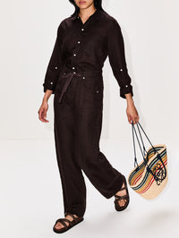 Brynn Drawstring Linen Trouser,CITIZENS OF HUMANITY,CHOCOLATE,Image 3