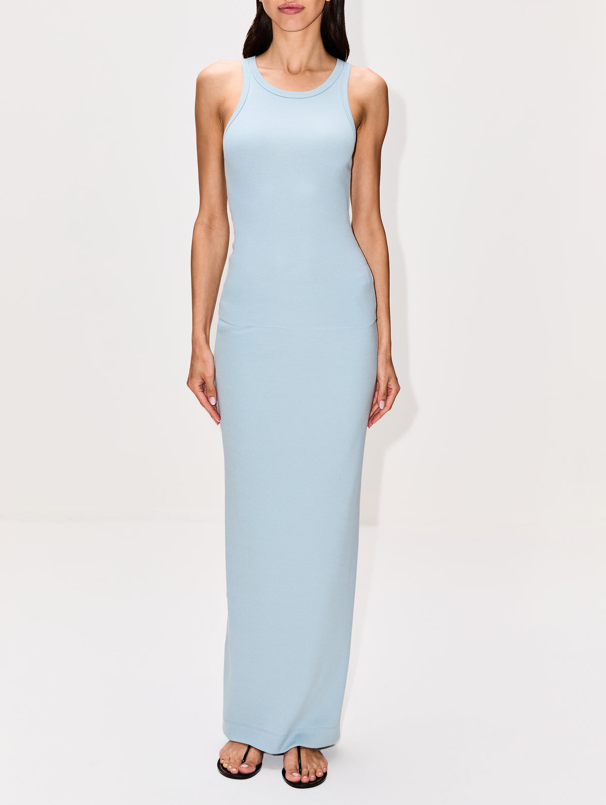 High Neck Fitted Tank,ÉTERNE,DUSTY BLUE,Image 2