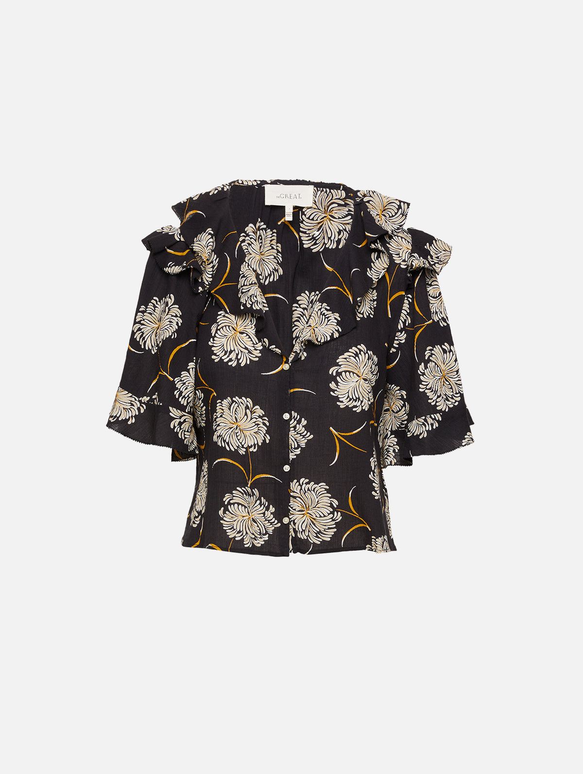 Bower Top,THE GREAT,BLACK DANCING FLORAL,Image 1