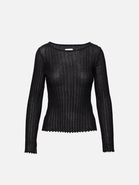 Mabille Long Sleeve Knit Top,LOULOU DE SAISON,BLACK,Image 1