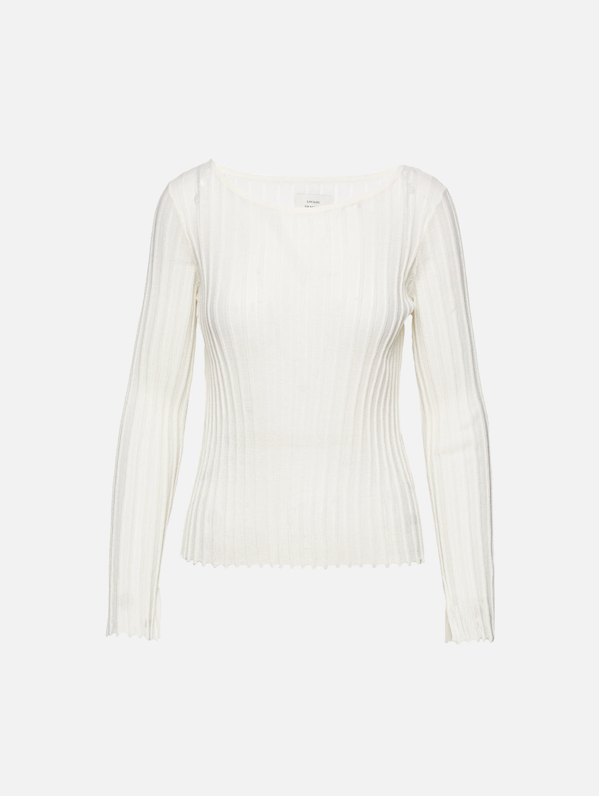 Mabille Long Sleeve Knit Top,LOULOU DE SAISON,IVORY,Image 1